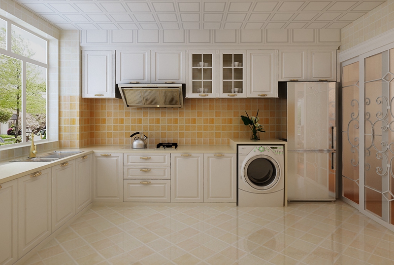 9万元精装蓝鹰公寓101平两居，简约欧式厨房的专业设计解析